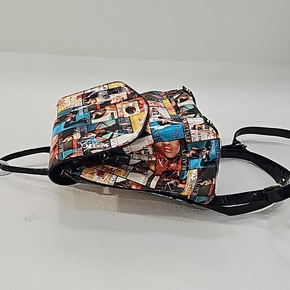 Magazine Cover Collage patent leather Backpack & Wallet Set - Picture 7 of 8